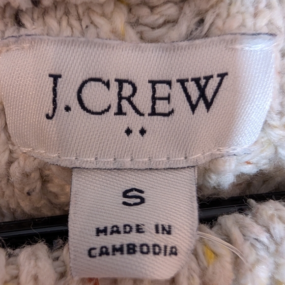 J.Crew Cream Cable Knit Speckled Confetti Sweater S Cabincore Grandmother Cozy - Picture 4 of 6